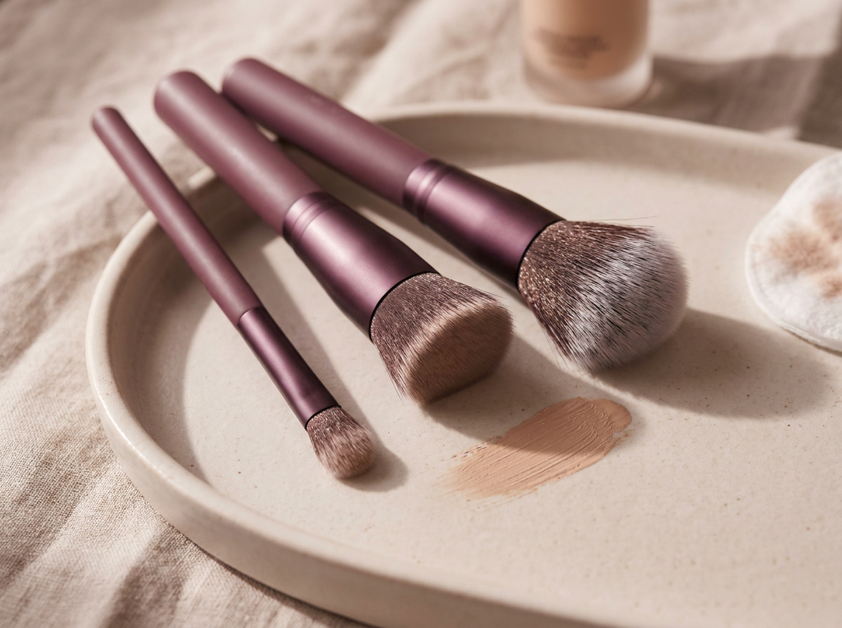 pędzle do nakładania podkładu — koci języczek, flat top i duo fibre