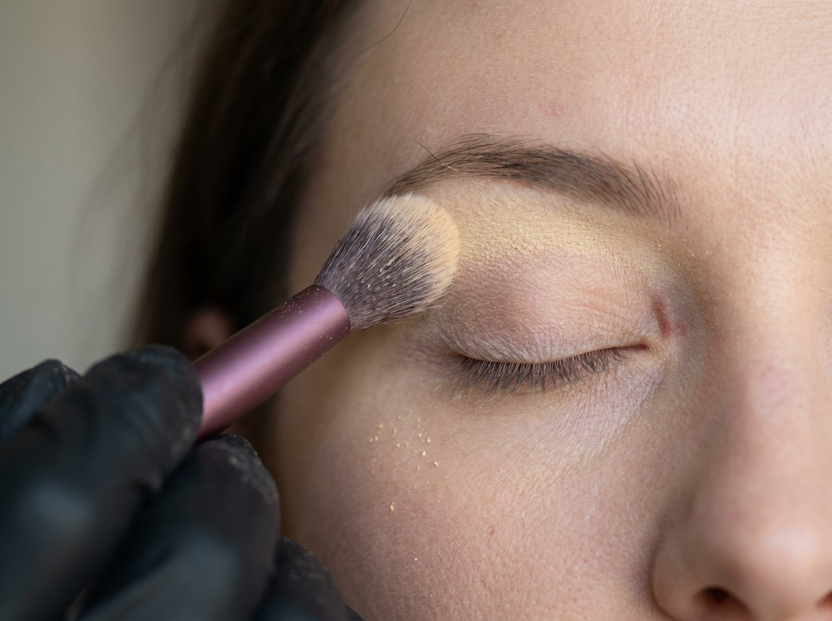 makijażystka przy pracy nad makijażem smokey eye