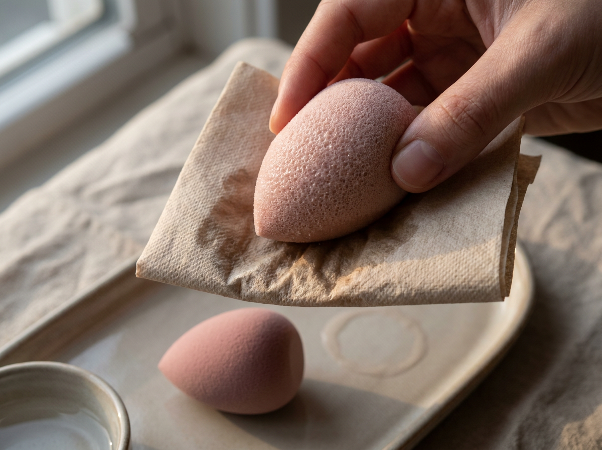 nakładanie podkładu gąbeczką beauty blender